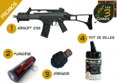 Promo Pack Airsoft G36, grenade, fumigène, bille