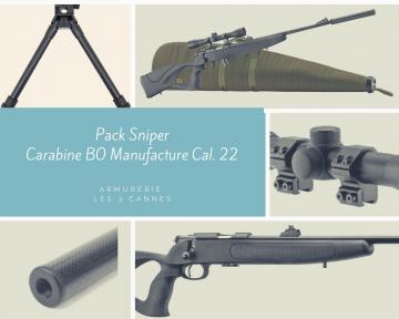 Pack carabine BO Manufacture Sniper cal. 22 LR. Carabine 22LR BO manufacture - Black Ops Manufacture Equality Maker, Thumbhole Synthétique en Pack-Armurerie, vente d'arme calibre 22 Mossberg