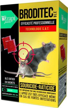 RATICIDE rodenticide sur Blé entier décortiqué en sachet de 25g, agit sans  odeur, dessèche les cadavres de rongeurs, rats, souris, mulots  campagnols.150 gr Broditec au Brodifacoum - ANTI-NUISIBLE - LES 3 CANNES 