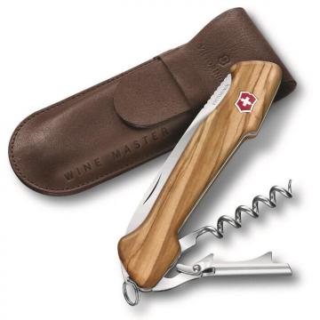 COUTEAU SOMMELIER VICTORINOX- WINE MASTER Swiss army Taschenmesser manche olivier + etui cuir