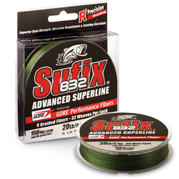 Tresse Sufix 832 verte dyneema- Peche en mer, carnassier,carpe,silure (  Tresse de peche Sufix 832- Diametre 10/100 - 5.9Kg ) - PECHE-Leurre de Peche-Poisson  nageur-cuiller-LS-te - LES 3 CANNES - Les Trois Cannes